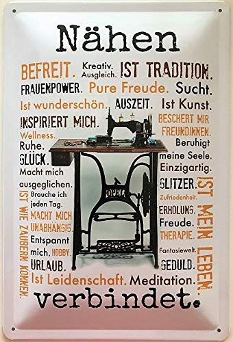 Blechschild 30 x 20 cm Nähen verbindet - Schneiderei - Deko7