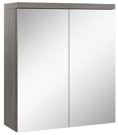 Badplaats Spiegelschrank Toledo 60 x 60 cm Grau Eiche - Badezimmerschrank mit Spiegel und 2 Türen