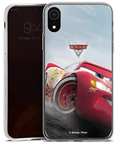 Slim Case extra dünn kompatibel mit Apple iPhone Xr Silikon Handyhülle transparent Hülle Lightning McQueen 95 Offizielles Lizenzprodukt Cars