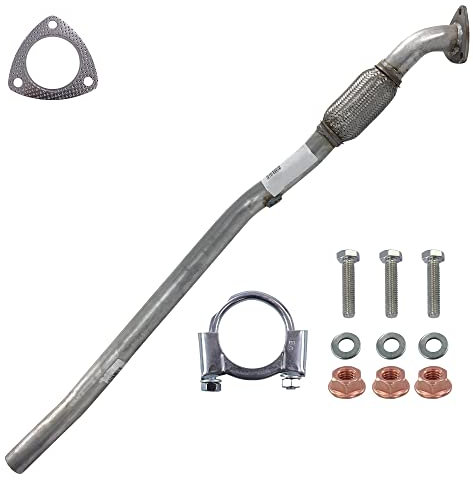 BESTPRICE 1x Abgasrohr Hosenrohr mit Anbaumaterial, 1x Bügelschelle KOMPATIBEL MIT - OPEL CORSA C (X01), CORSA C Kasten/Schrägheck (X01), TIGRA TwinTop (X04)