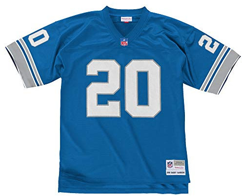 Mitchell & Ness Detroit Lions Sanders 1996 Royal NFL Legacy Jersey Throwbacks Vintage Logo, Blau, L