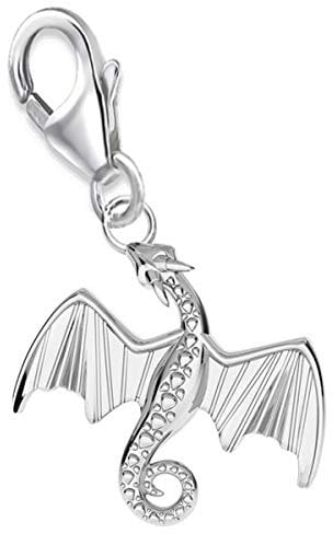 Goldene Hufeisen Drache Charm Anhänger 925 Echt Silber 24 x 15mm Damen Herren Drachen