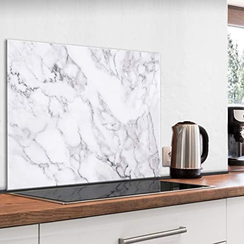 murando Glass Splashback for Kitchen Backsplash Cooker Protector Tempered Glass Decorative Wall Art Panel Heat Resistant Graphic 80x60 cm / 32x24 Marble Stone f-B-0282-aq-e