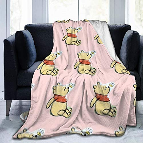 FashionDIY Winnie Puuh Decke, übergroß, warm, für Erwachsene, superweiche Decke mit weichem Flanell, für Erwachsene und Kinder, 3D-Druck, Schwarz , 50x40
