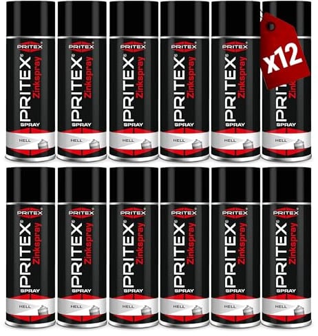 PRITEX Zinkspray Hell 12x 400ml, Rostschutz Grundierung Korrosionsschutz
