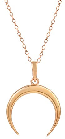 SILCASA Half Moon Shape 925 Sterling Silver With Rose Gold Plated Lightweight Dailywear Pendant With Chain