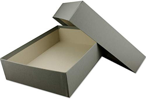 NEUSER PAPIER Hochwertige Aufbewahrungs- und Geschenkboxen - 10 Stück - DIN A4 - Anthrazit (Grau) bezogen - 302 x 213 x 70 mm