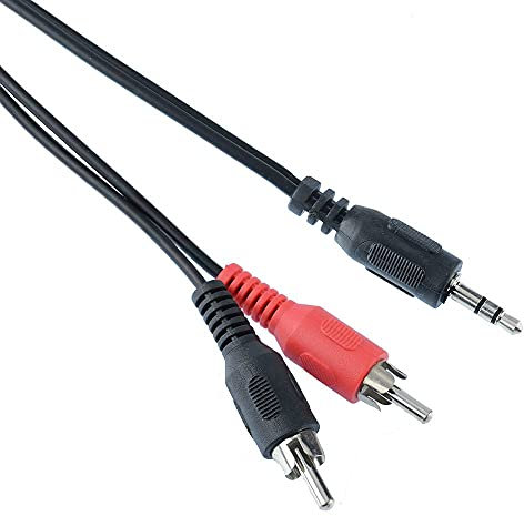 Switch Electronics 1m Red/Black Twin Phono Male RCA to 3.5mm Stereo Plug Lead Adapter Audio Cable Y Splitter