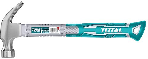 TOTAL - Zimmermannshammer | 450 g | Ideal für Schreinerei und Tischlerei | Mit gebogener Klaue zum Entfernen von Nägeln | Griff aus bimaterialfaser
