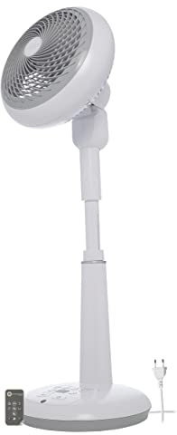 Iris Ohyama Woozoo, 49m², Ventilador de pie, Blanco, 10 velocidades, Mando a distancia, Oscilación multidireccional, Silencioso, Potente, Dormitorio, Portátil, Fan, Ventoinha, DC Jet, STF-DC18T