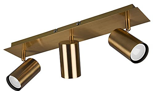 etc-shop Deckenlampe 3-Flammig Deckenstrahler altmessing Metall Wohnzimmer Deckenleuchte mit verstellbaren Spots, 3x GU10 max. 35W, BxHxT 48x15x9 cm
