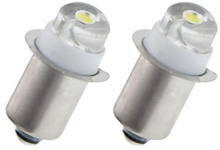 SPORTARC 2pcs 6V 0.5W 6000K White LED P13.5S Replacement Bulb for Flashlight Torch
