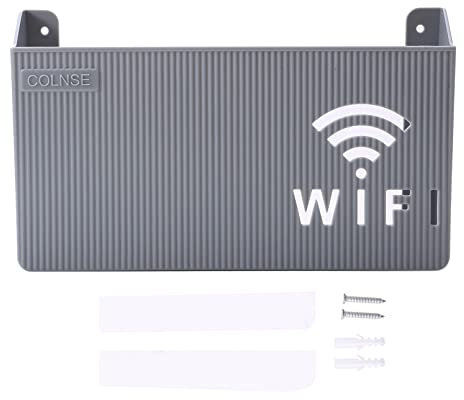 WINSX Wand WLAN-Router Aufbewahrungsbox WiFi-Rack Regal Wandhalterung Dekorative Wandmontage Aufbewahrungsregal Wanddekoration,Grau