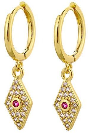 LIHELEI Devil Eyes Hoop Ohrringe, Silber Diamant Dangle Ohrringe Hoop Ohrringe mit Augen Anhänger Dreieck Schmuck Geschenk Weihnachts für Damen Mädchen - Gold