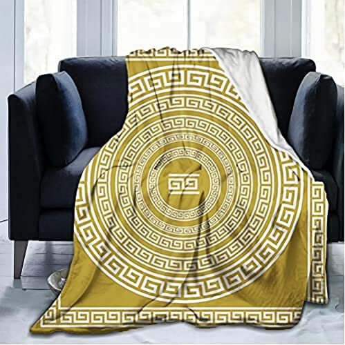 Wohn-&Kuscheldecken Fries Mit Ornament Mäandermuster Aus Griechenland Decke Sofa Kuscheldecke-Warm Sofaüberwurf Winter Decke Dicke Sofadecke Couchdecke 80X60 Inch