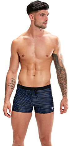 Speedo Men's Valmilton Aquashort | Holiday Swimwear, Black/Ammonite Blue/Dapple Grey, 34
