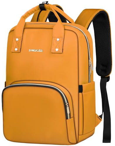 Z-MGKISS Travel Laptop Backpack for Women, Lightweight Casual Daypack, Rucksack Bag 15.6 Inch, Stylish Women Work Backpack for Travel Business College, Gifts for Ladies Teacher Nurse, Yellow