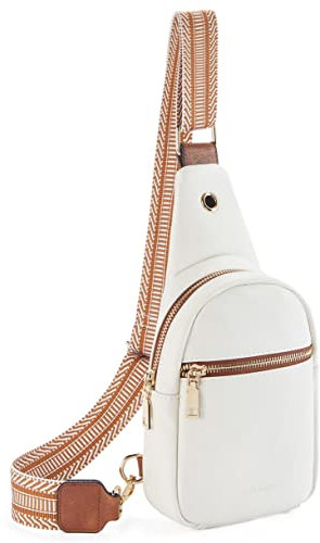 Telena Sac poitrine Sac à bandoulière pour femmes, Sac à bandoulière en cuir PU Petit sac à bandoulière pour femmes Sacs à bandoulière pour sports de plein air/Voyages/Shopping (Beige)