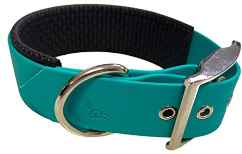 Hundehalsband aus BioThane-Material, gepolstert, große Breite, Farben zur Auswahl (Halsumfang: 45 – 55 cm, Teal)