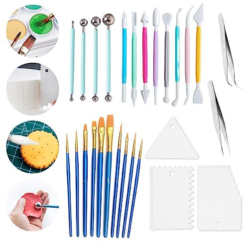 27Pezzi Cake Modelling Decorating Tool, Strumenti per Modellare Palline, Strumenti per Modellare Torte, Utensili da Modellare a Sfera, Attrezzi Ceramica, Strumenti Modellare Argilla per Torta Fondente
