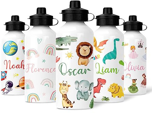 Personalised Kids Water Bottle, Add A Name, Choose A Design | Nusery Bottle, School Bottle, Custom Childrens Bottle, Boys & Girls