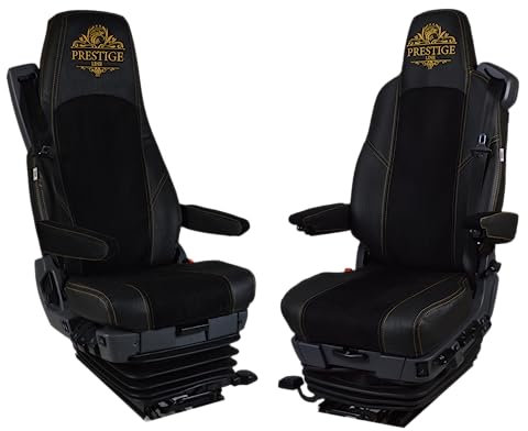 SITZBEZÜGE Prestige LINE FÜR Scania Serie R, Serie S (KONFIGURATION E) (Premium Fahrersitz mit Sicherheitsgurt), (Beifahrersitz mit Sicherheitsgurt) (SCHWARZ)