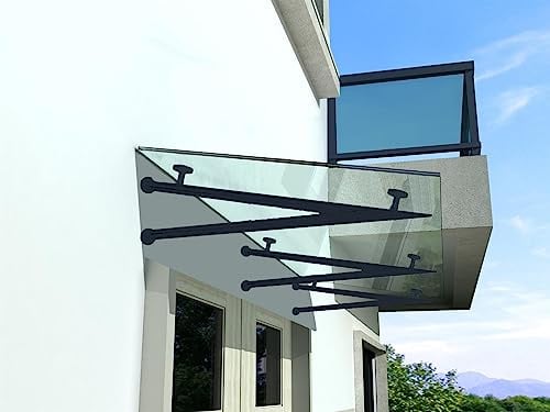BuyLando.Shop - (Typ-7016) Glasvordach VSG Türdach Hausdach Pavillion Pergola Überdachung inkl Ral7016 Halter (V-Träger, 230x90cm Klarglas)
