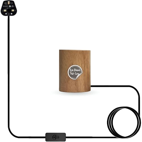 LEDSone Bedside Lamps Set of 1, Retro Wood Bedside Table Lamp, Tripod Desk Lamp with 3 Pin Plug in with ON/Off, Desk Lamps for Living Room, Bedroom, Office, E27 Base