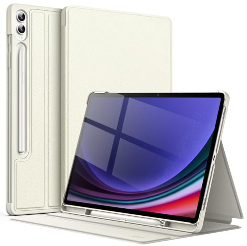 JETech Funda para Samsung Galaxy Tab S10 Plus/Tab S9 Plus 12,4 Pulgadas con S Pen Soporte, Slim Folio Protectora Tablet Carcasa, Múltiples Ángulo de Visión (Beige)