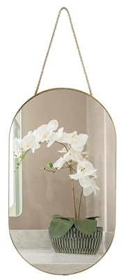 YCHMIR Ovaler rahmenloser Wandspiegel | Gold, ovale Form, für Badezimmer und mehr (40,6 x 23,4 cm)