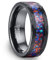 NUNCAD Wolfram Ring Schwarz Herren 8mm Galaxy Opal Ring Gehämmert Eheringe Männerring für Hochzeit, Verlobung, Versprechen Größe 62(19.7)
