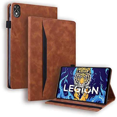 YIMASE Kompatibel mit Lenovo Legion Y700 Hülle 22,4 cm (8,8 Zoll) 2022 veröffentlicht, Lenovo Legion Y700 Tablet-Hülle mit Standfunktion und Kartenhalter, die Tablet-Hülle ist stoßfest, Braun