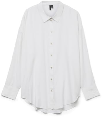 VERO MODA Damen Vmnora Ls Oversize Shirt WVN Ga Noos Langarmbluse, Bright White, M