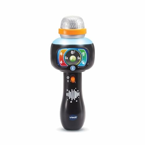 VTech Microfono Magic Show, Microfono Karaoke per Bambini con 15 Canzoni, 5 Filtri Vocali Divertenti, Microfono Bluetooth, Regolazione del Volume, Lingua Italiana, Batterie Incluse, 2-5 Anni