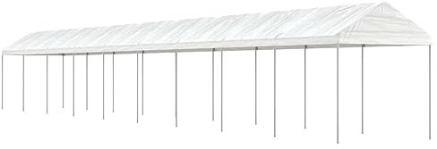 ARKEM Pavillon mit Dach Weiß 20,07x2,28x2,69 m Polyethylen Wasserdicht Stabil Winterfest Gazebo