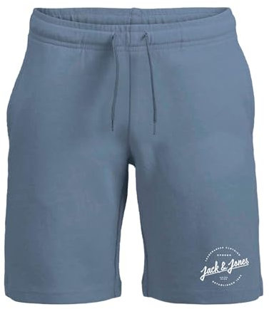 JACK & JONES Men's Regular Fit Casual Sweat Short with Logo (UK, Alpha, XL, Regular, Regular, Ashley Blue)