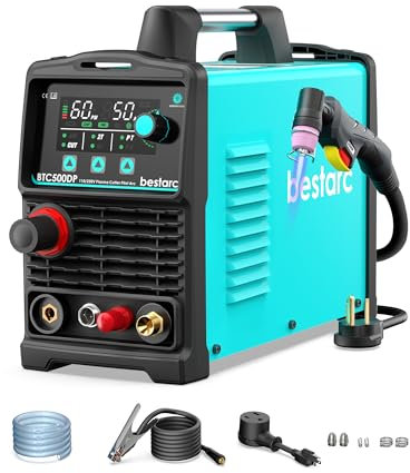 BESTARC Plasmaschneider, [Pilotbogen] [Großes LED-Display] [Luftsensor] 50 A bestarc Plasmaschneidermaschine 110/220 V Dual-Spannung, 1/2 Zoll sauberer Schnitt, 3/4 Zoll maximaler Schnitt