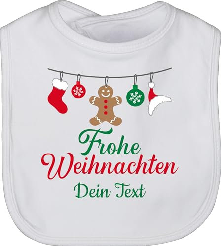 Baby Lätzchen - Geschenke - Frohe Weihnachten Girlande Wunschtext - Unisize - Weiß - christmas latz weihnachts weihnachtliche weinachts weinachten weihnachtliches weihnachtsmotiv personalisierte