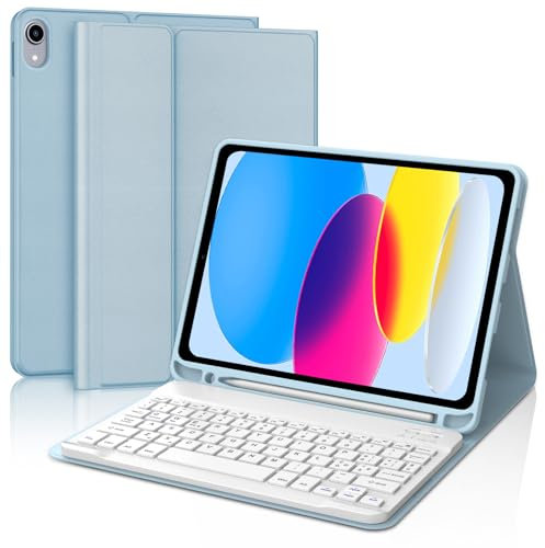 SENGBIRCH Custodia con Tastiera per iPad 10a Generazione 10,9 2022/iPad 11a Generazione A16 11 2025, Italiano QWERTY Rimovibile Wireless Bluetooth Tastiera, per iPad 10a/11a Generazione, Azzurro