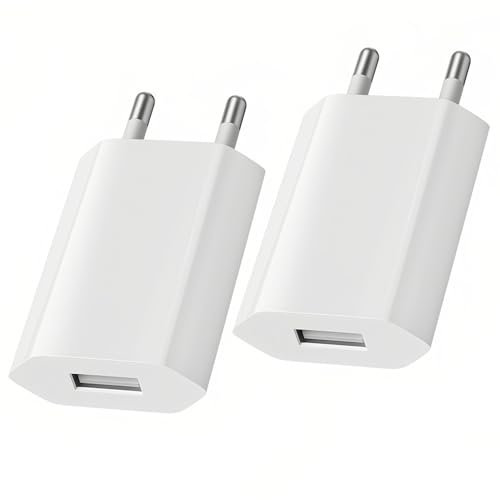 2 Pack Chargeur Rapide USB Adaptateur de Prise Universel 5V 1A Adapté aux Voyages compatibilité avec i-Phone/Apple/Samsung Galaxy/Huawei/Xiaomi,Chargeurs Secteur pour téléphones tablettes Portables