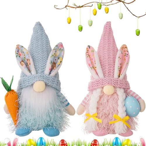 Ostern Wichtel Puppen, 2 Stück Frühlingdeko Wichtel Figuren, Ostern Plüsch Zwerg, Schwedische Wichtel Dolls, Frühling Gesichtslose Puppe Zwerg, für Ostern und Frühling Urlaub Dekoration (M4)
