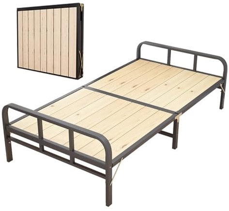 DEOPXF Klappbett, Holzlattenrost, faltbares Gästebett für Schlafzimmer und Büro, belastbar bis 500 kg(90cm)