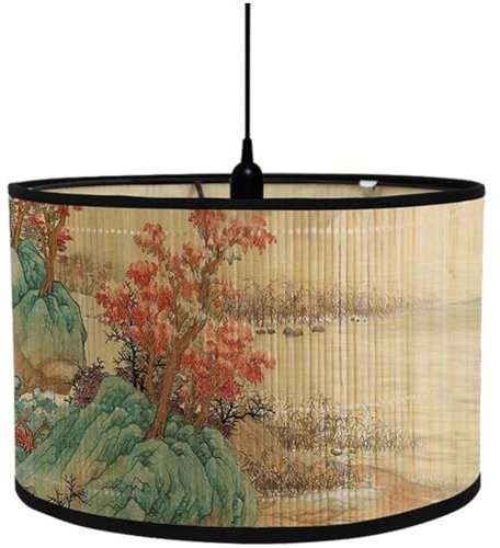 Keuyeo Bambus-Lampenschirm Im Chinesischen Stil, Faltbar, Vintage, Wandlampen-Lampenschirm, Hellbraun