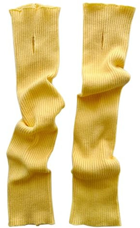 Women's Fingerless Gloves with Fur Finger Screen Warm Plain Long Sleeve Gloves Hand Warmers Women's Glitter (Yellow, One Size)