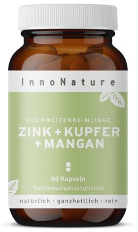 InnoNature Zink Kupfer Mangan Kapseln | für Immunsystem, Fruchtbarkeit, Haut, Haare & Nägel | 60 Kapseln, 10 mg Zink, 2 mg Mangan, 1 mg Kupfer, vegan