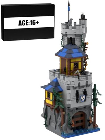 BlocteckToy MOC Klemmbausteine Mittelalterliche Burg Schwarzer Falke Modell, 966 Teile Architecture Burg Gebäude Set, MOC-182111