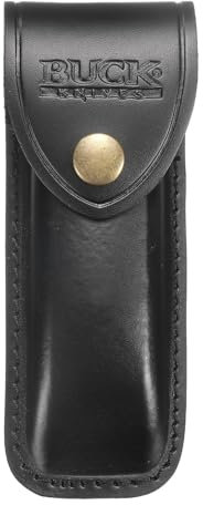 sourcing map Leather Knife Sheath 5.71 Leather Pocket Knife Sheath with Hole for Folding Knife Camping Hunting Outdoors, Black