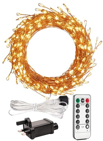 RESNICE 50ft Firecracker Light String 500 LED Warm White Plug-in Indoor Copper Wire LED String Fairy Lights with Remote Control for Christmas Tree, Plants, Bedroom, Garden, Patio, Backyard