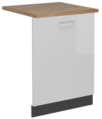Vicco Tapa del lavavajillas R-Line, Blanco Alto Brillo, 60 cm, ET Roble