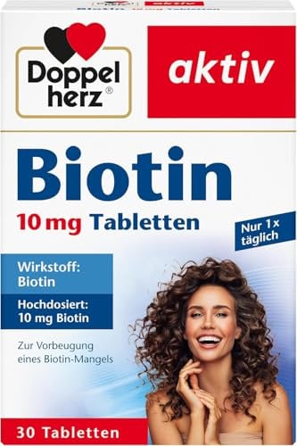 Doppelherz Biotin 10 mg Tabletten - Zur Vorbeugung eines Biotin-Mangels | Biotin unterstützt die Regeneration der schnell wachsenden Zellen von Haut, Haaren und Nägeln - 30 Tabletten